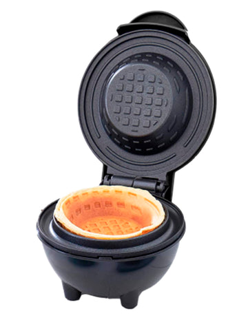 Dash Mini Waflera Tipo Bowl - 10 Cm - Antiadherente - Negro - Compacta y Portátil - Ideal para Desayunos, Regalos o Viajar - Fácil de Limpiar
